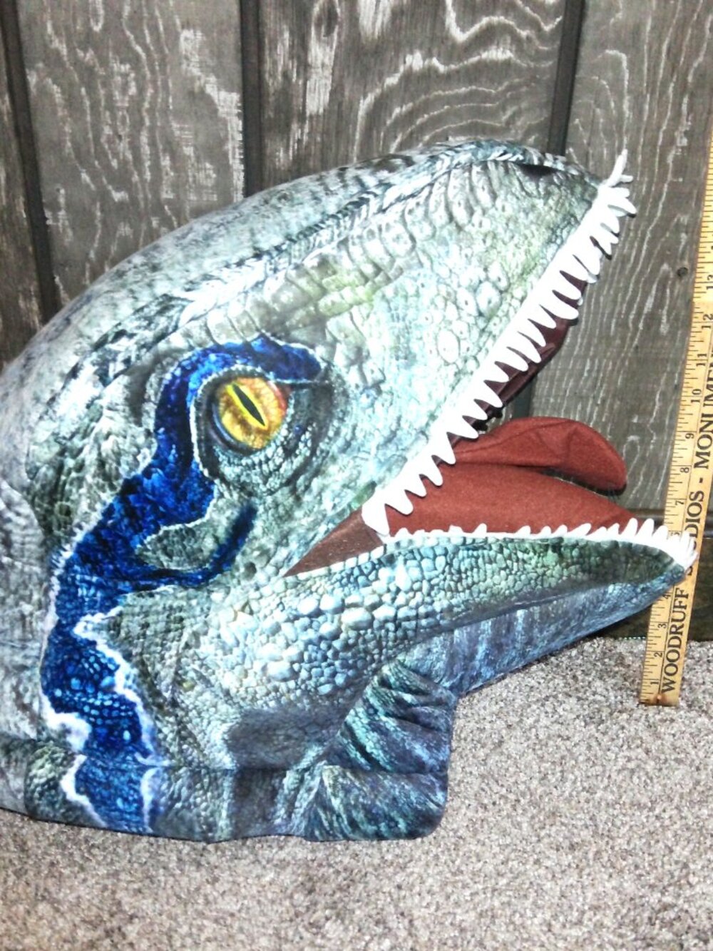 Jurassic World Blue Velociraptor Plus Head Costume Mask Dan Dee Dinosaur 17"